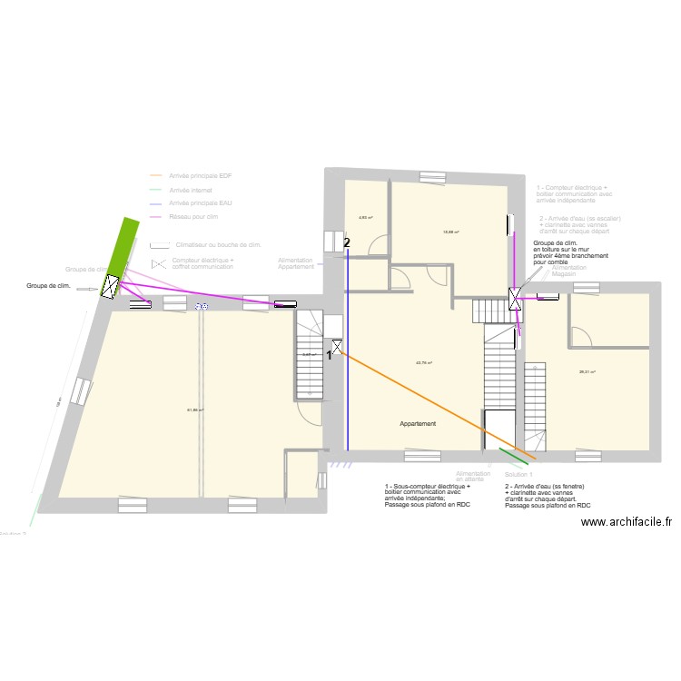 Plan réseaux. Plan de 0 pièce et 0 m2