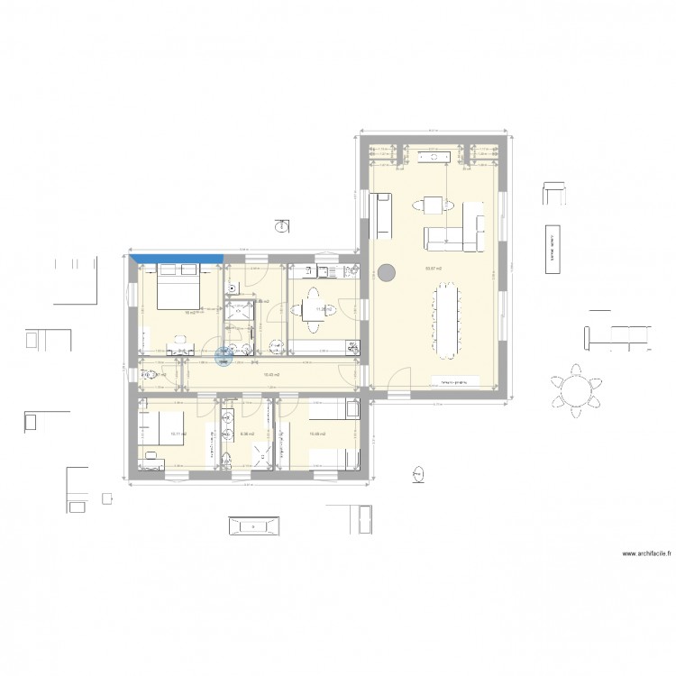 maison Yves 2 sdb. Plan de 9 pièces et 127 m2