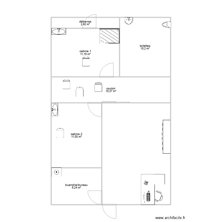 So zen institut. Plan de 6 pièces et 51 m2