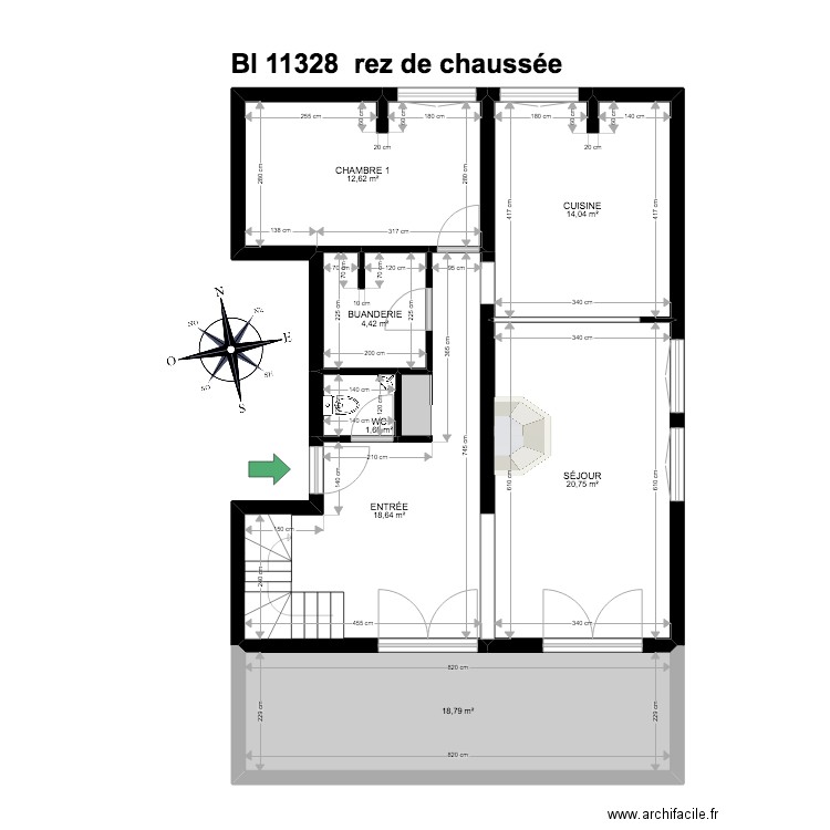 BI 11328. Plan de 16 pièces et 189 m2