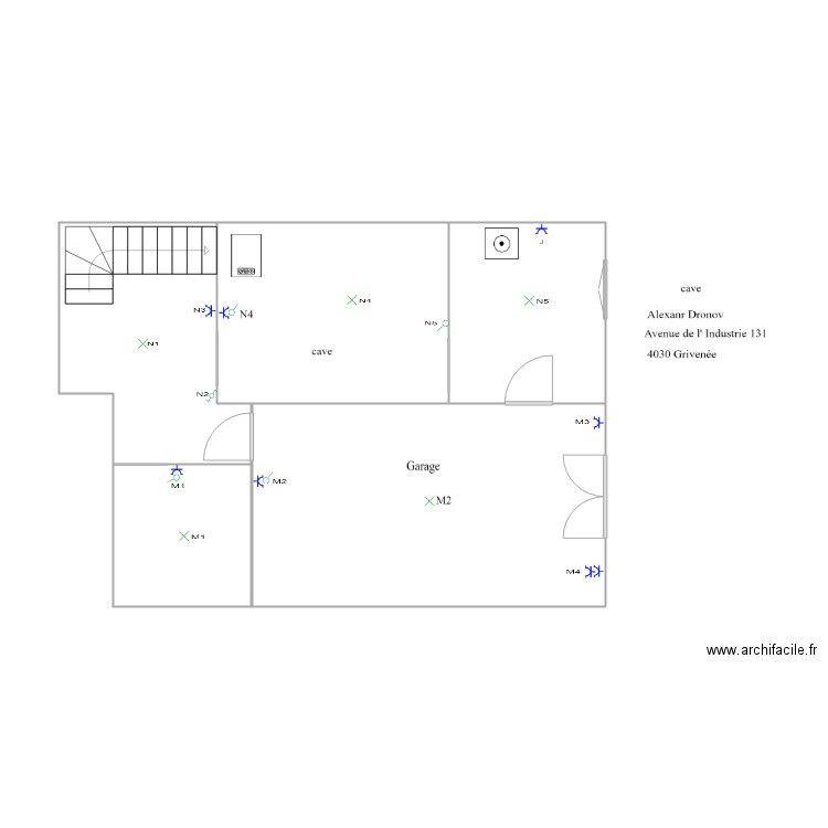 cave3. Plan de 5 pièces et 56 m2