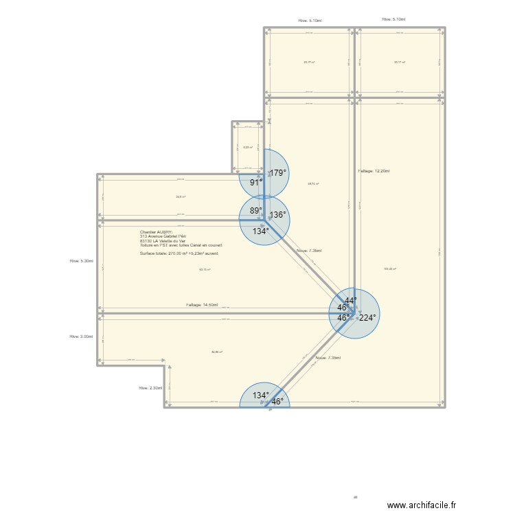 AUBRY Dernier. Plan de 8 pièces et 340 m2