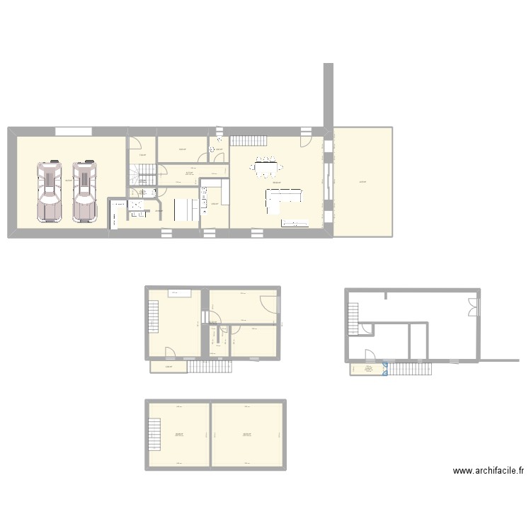 grange. Plan de 16 pièces et 342 m2