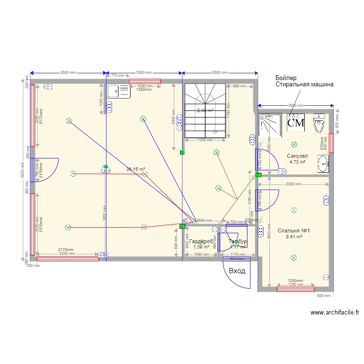 105 2 Gleb electric. Plan de 0 pièce et 0 m2