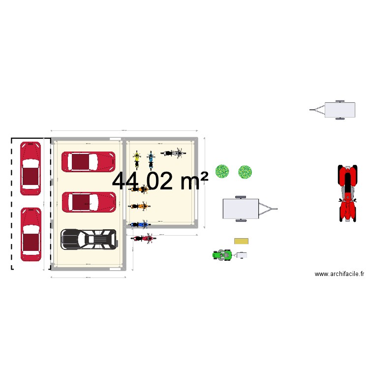 hangard garage sans boxes. Plan de 2 pièces et 111 m2