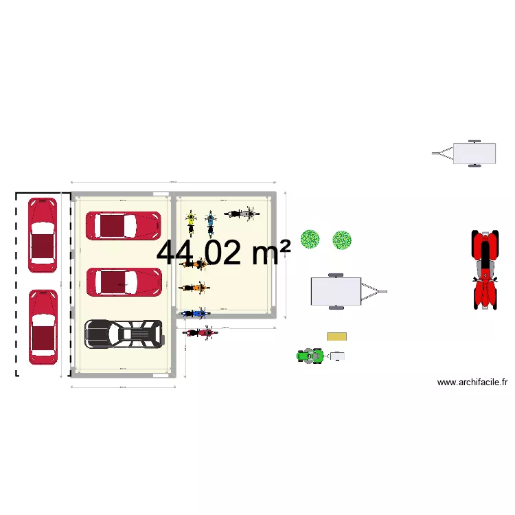 hangard garage sans boxes. Plan de 