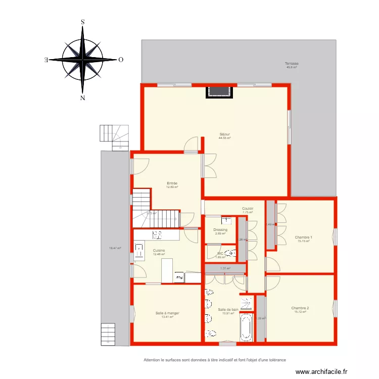 BI 4711 rdc non c&ocirc;t&eacute;. Plan de 