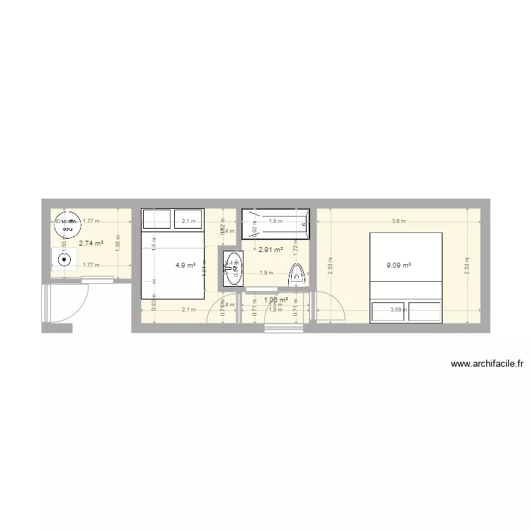 Maison ES haut. Plan de 
