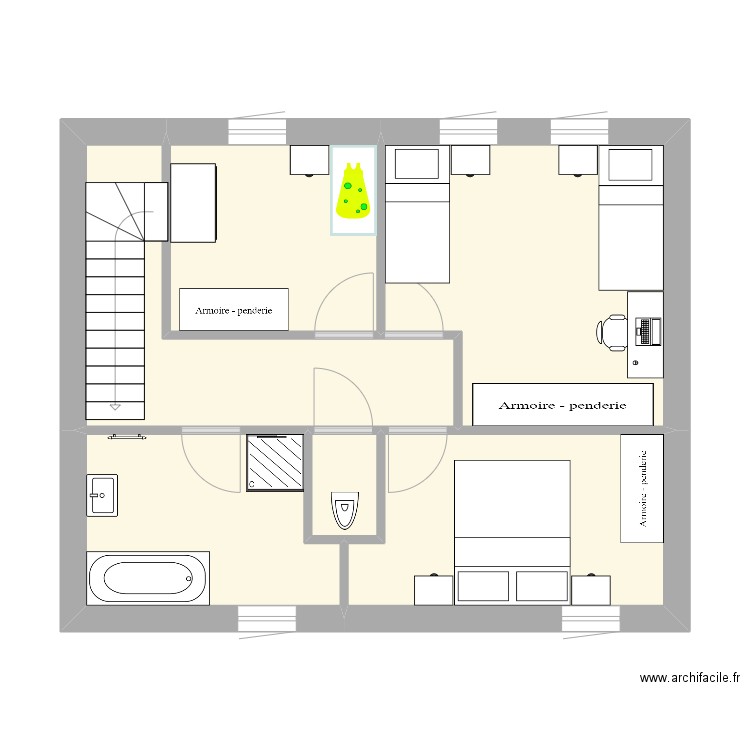 Réaménagement chambres . Plan de 0 pièce et 0 m2