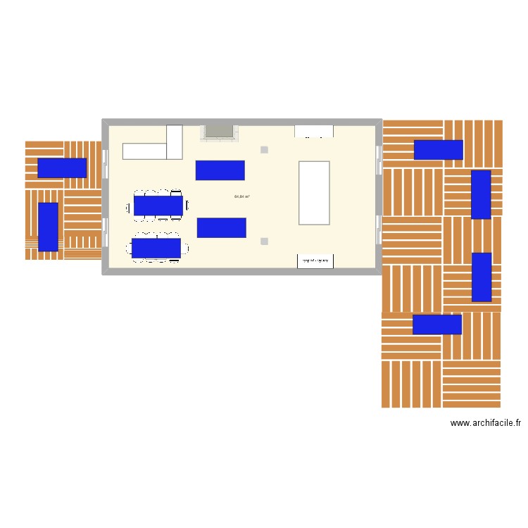 Plan Salon Enghien. Plan de 1 pièce et 65 m2