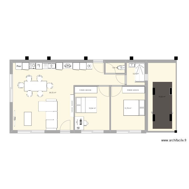 Dépendance grange. Plan de 6 pièces et 84 m2