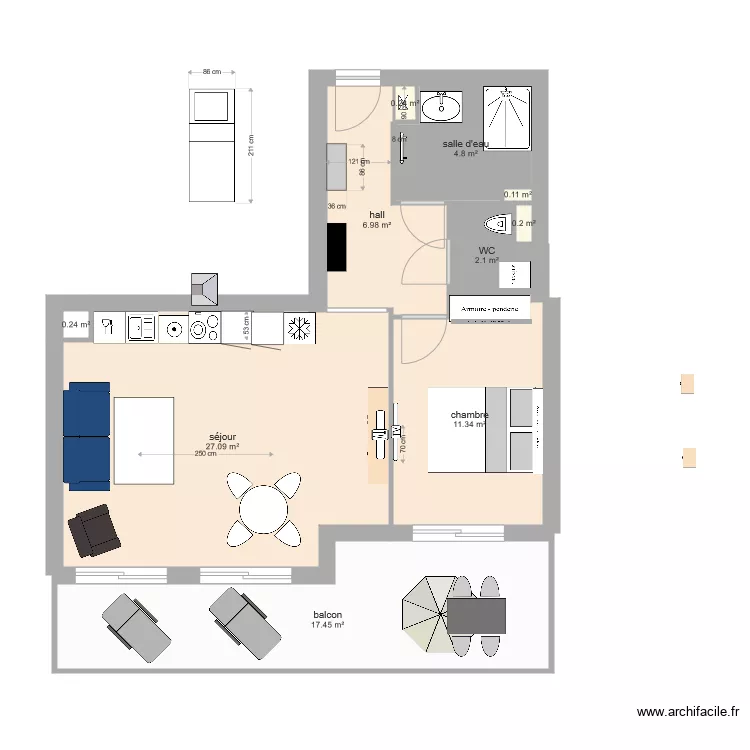 appartement montille 11 11. Plan de 