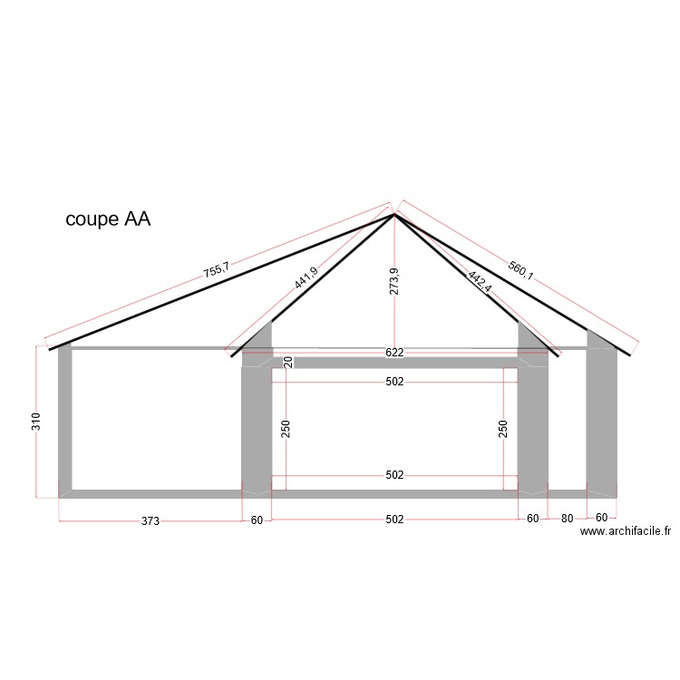 GUERJOUANIC COUPE AA. Plan de 1 pièce et 13 m2