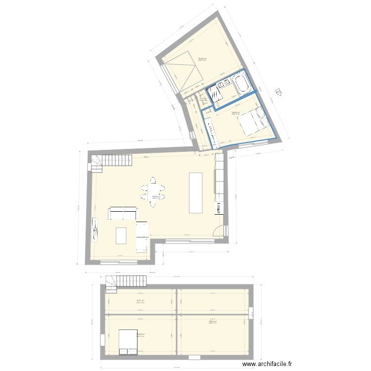 granville brouillon4. Plan de 7 pièces et 164 m2