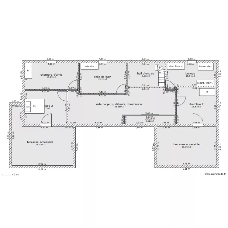 modele n&deg;1 &eacute;tage. Plan de 