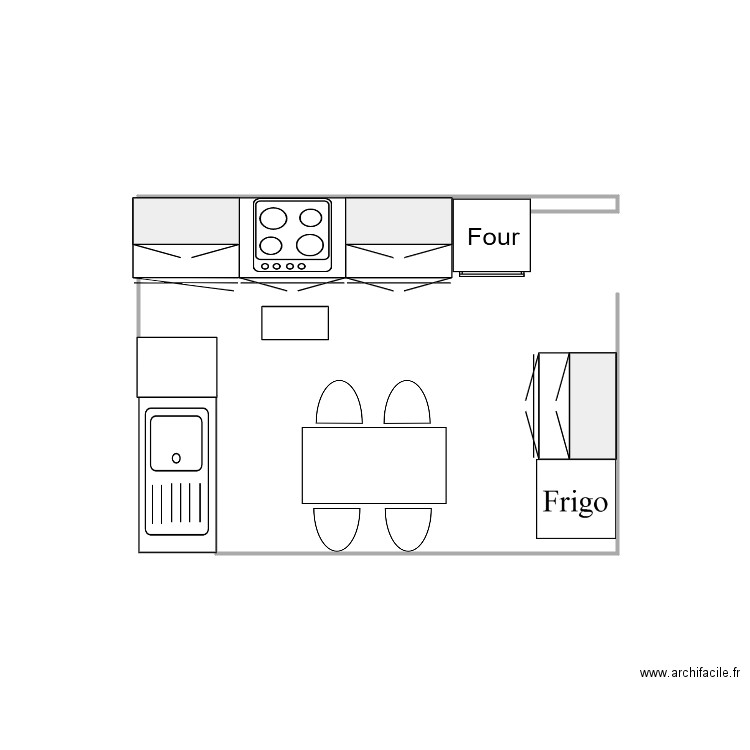 ciusine. Plan de 0 pièce et 0 m2