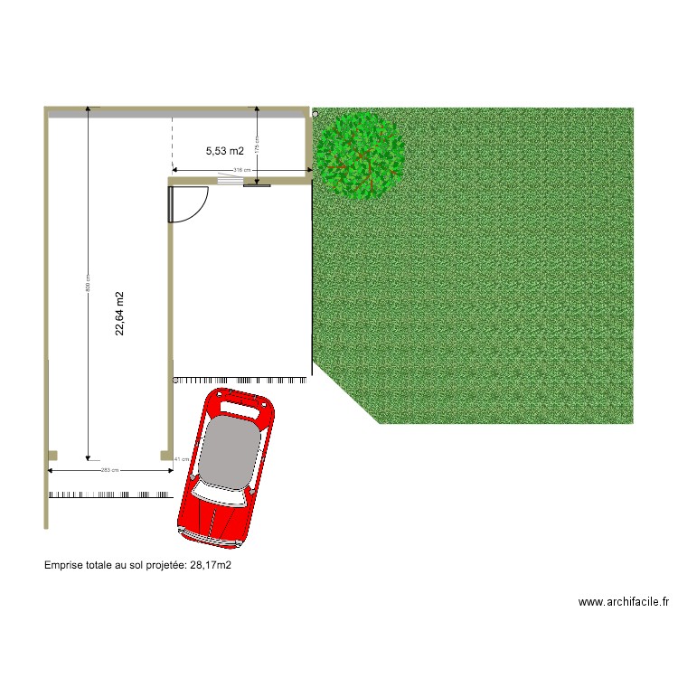 DP2  Plan de masse garage et appenti en état projeté. Plan de 0 pièce et 0 m2