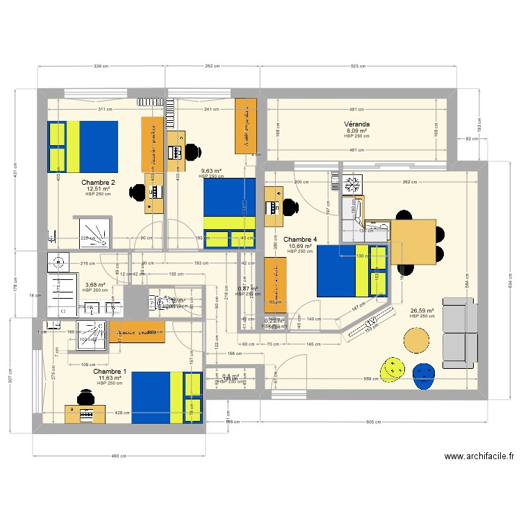 7 Square du Douro - Rennes Projeté. Plan de 13 pièces et 86 m2