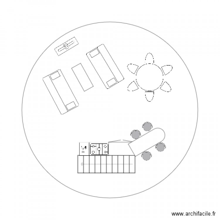 salon cuisine. Plan de 0 pièce et 0 m2