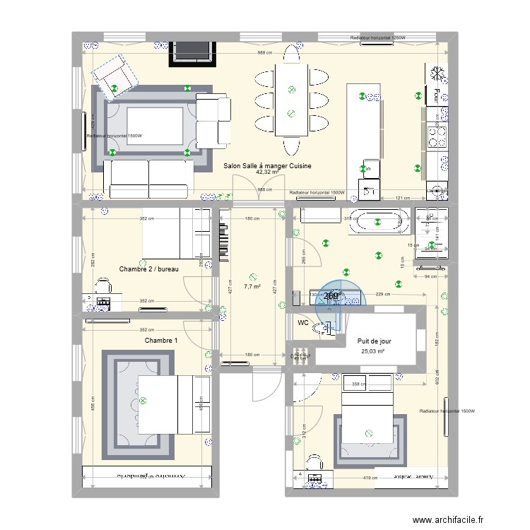 Cathédrale Electricité. Plan de 8 pièces et 105 m2