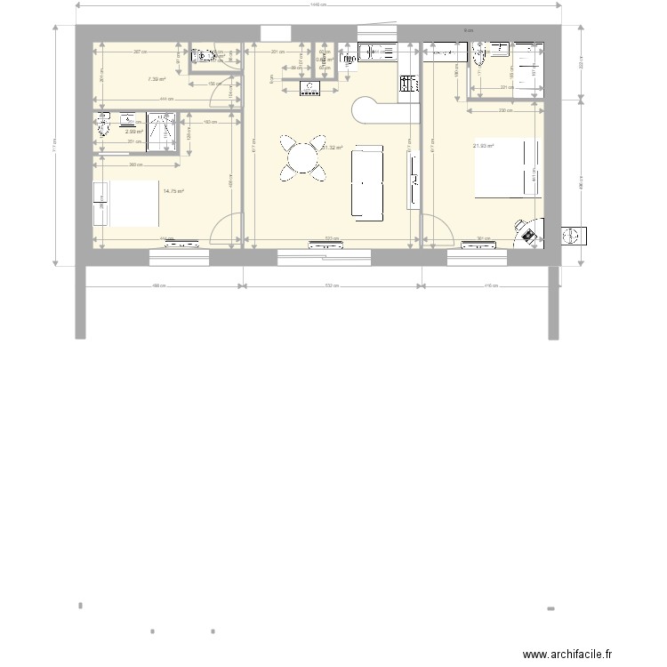 maison80m2. Plan de 7 pièces et 80 m2