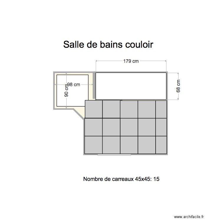 SDB couloir 45x45. Plan de 0 pièce et 0 m2