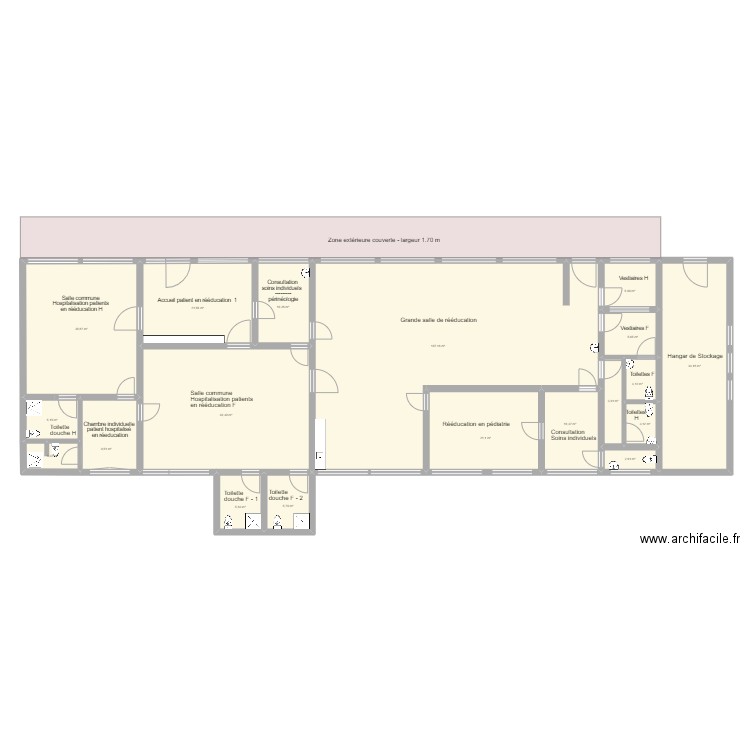 HDS Muyinga - bâtiment maternité Transformations proposées . Plan de 19 pièces et 343 m2