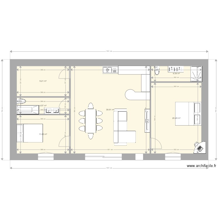 maison 90 m2. Plan de 0 pièce et 0 m2