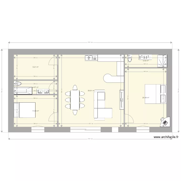 maison 90 m2. Plan de 