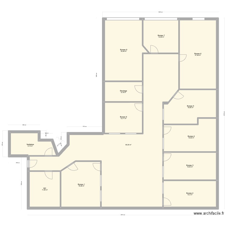 Plan Dijon (après travaux). Plan de 13 pièces et 282 m2