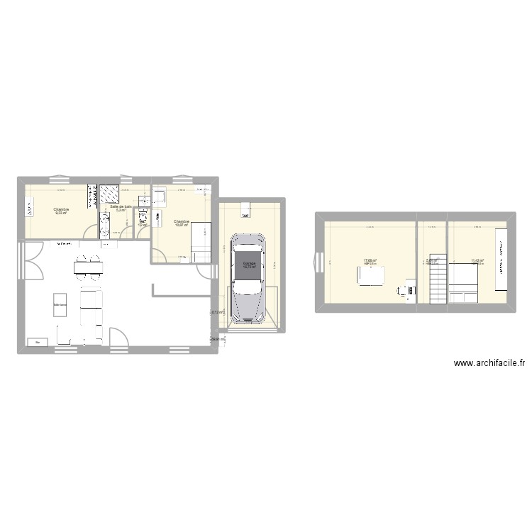 HomeCinéBeulz. Plan de 10 pièces et 80 m2