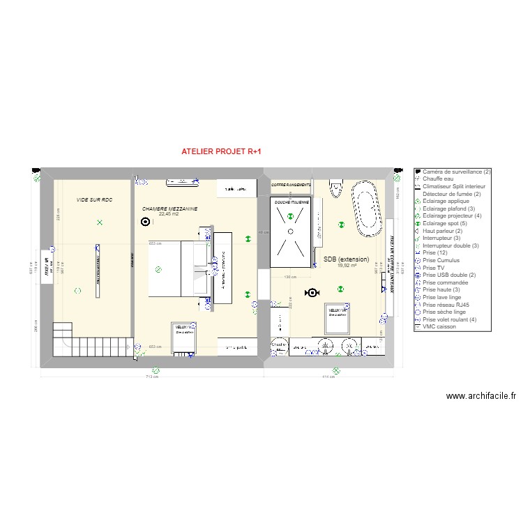 GOURSAT - R+1 Atelier PROJET ELEC. Plan de 3 pièces et 57 m2