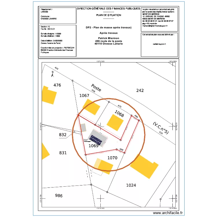 DP2 - Plan de masse après travaux Onesse. Plan de DP2 - Plan de masse après travaux Onesse. Plan de