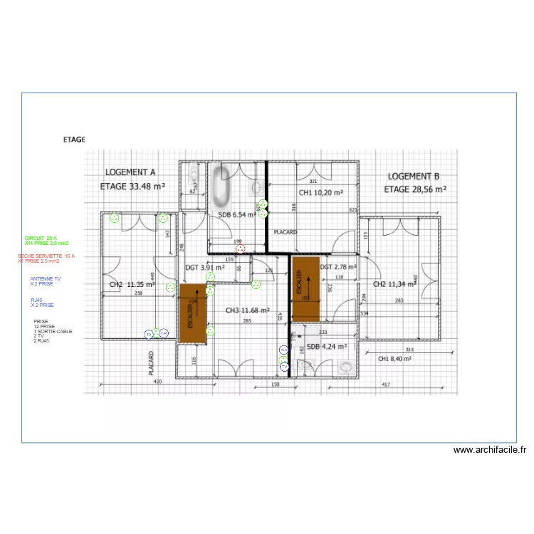 MAISON A PRISE ETAGE. Plan de 