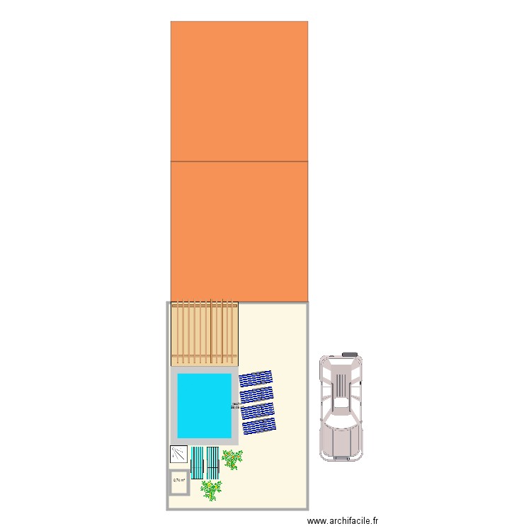 cour sud. Plan de 2 pièces et 61 m2