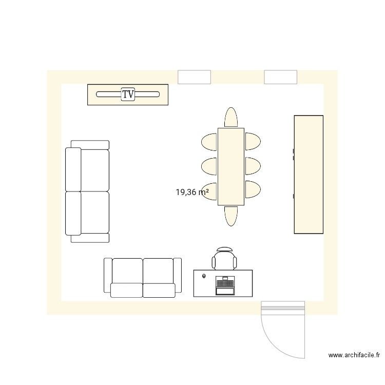 Salle a manger salon. Plan de 1 pièce et 19 m2