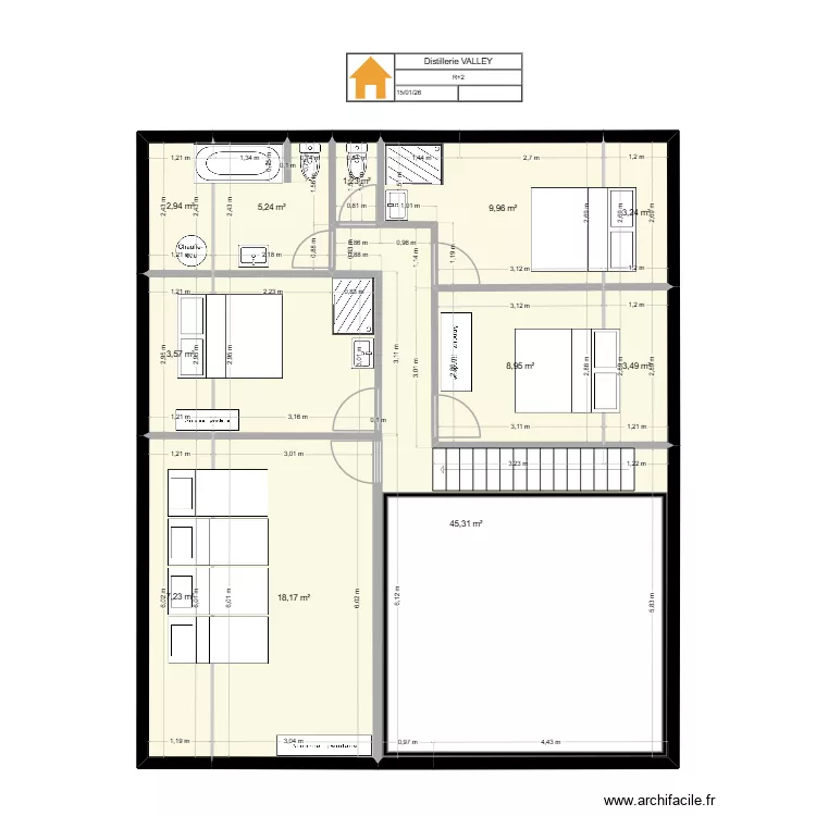 barOC R+2. Plan de 11  et 109 m²