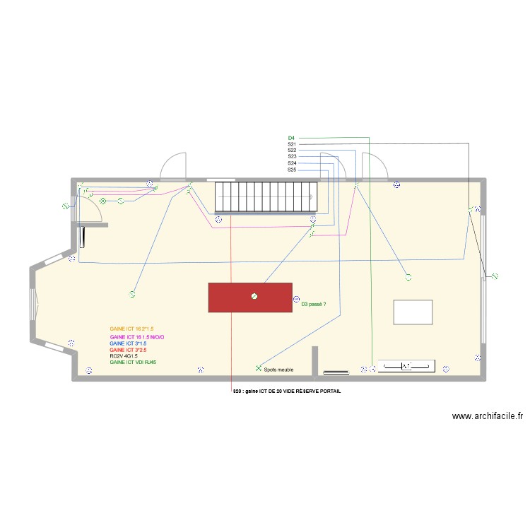 RdC_Sallle_ECL. Plan de 1 pièce et 79 m2