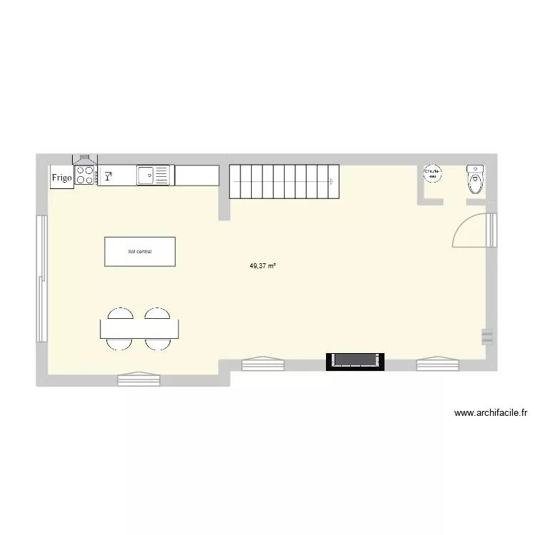 langrune. Plan de 1 pièce et 49 m²