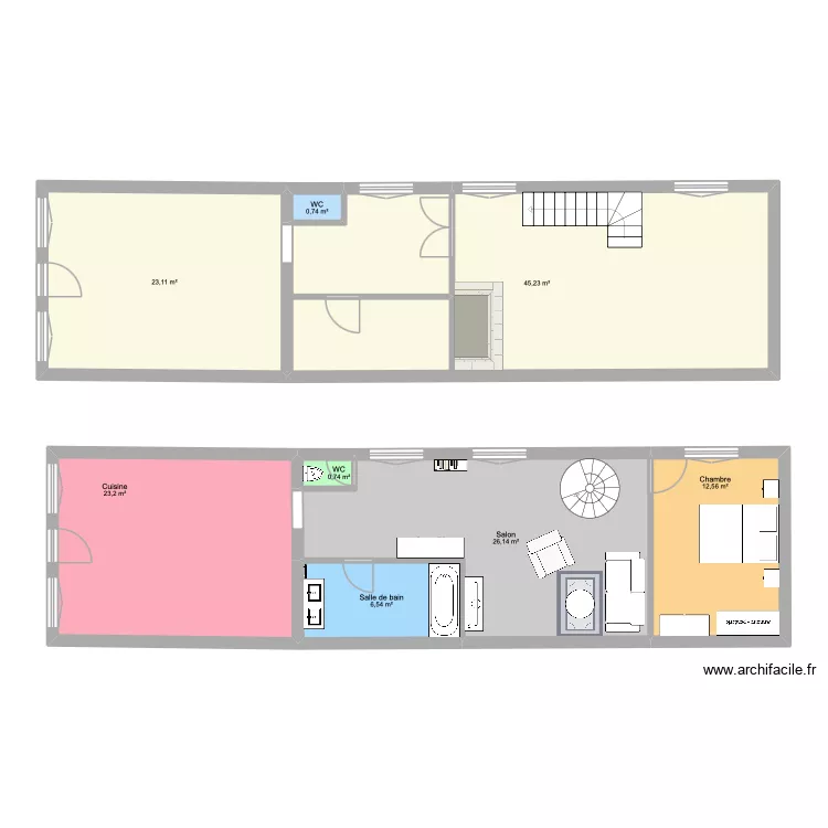 MAISON BAILLARGUES. Plan de 8 pièces et 138 m²