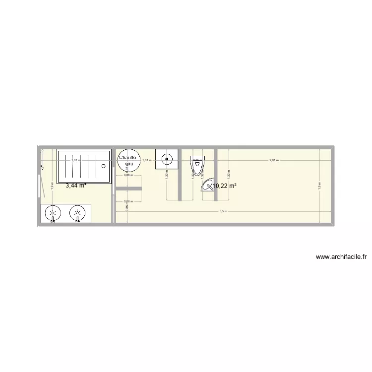 extension. Plan de 2  et 14 m²