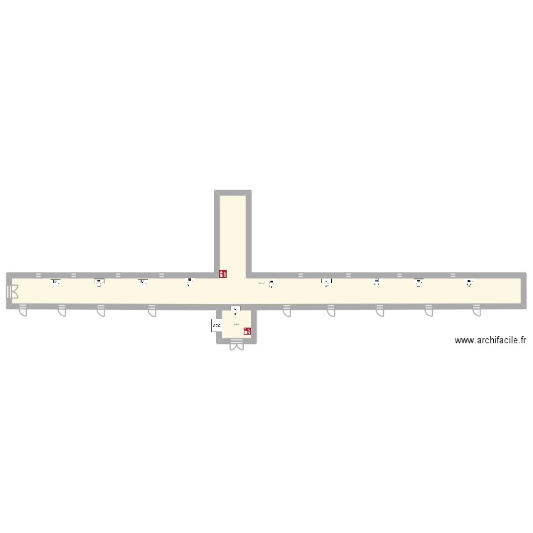 Plan du hall marché de l'artisanat. Plan de 2 pièces et 199 m2