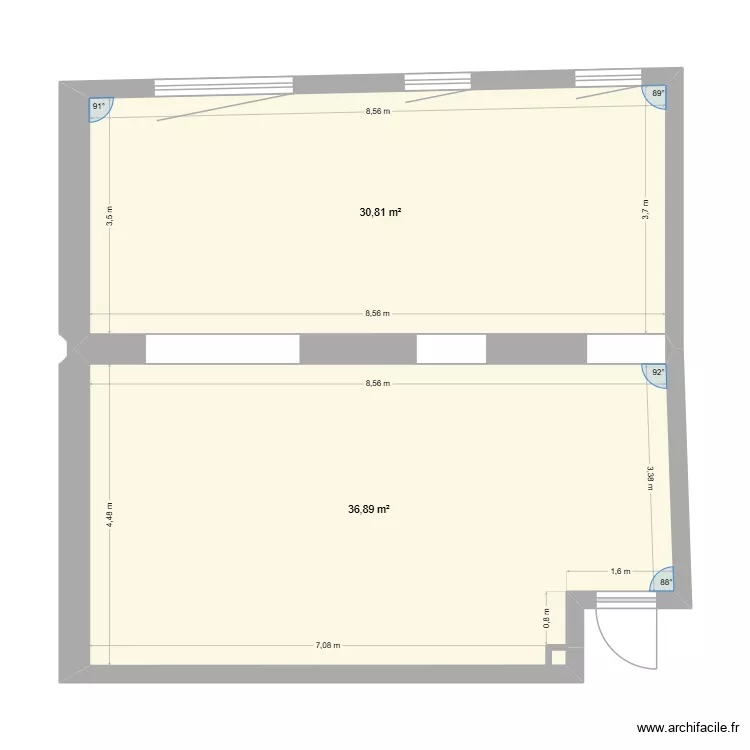 PLAN BELLEGARDE T3 SANS CLOISON. Plan de 2 et 68 m² PLAN BELLEGARDE T3 SANS CLOISON. Plan de 2 et 68 m²