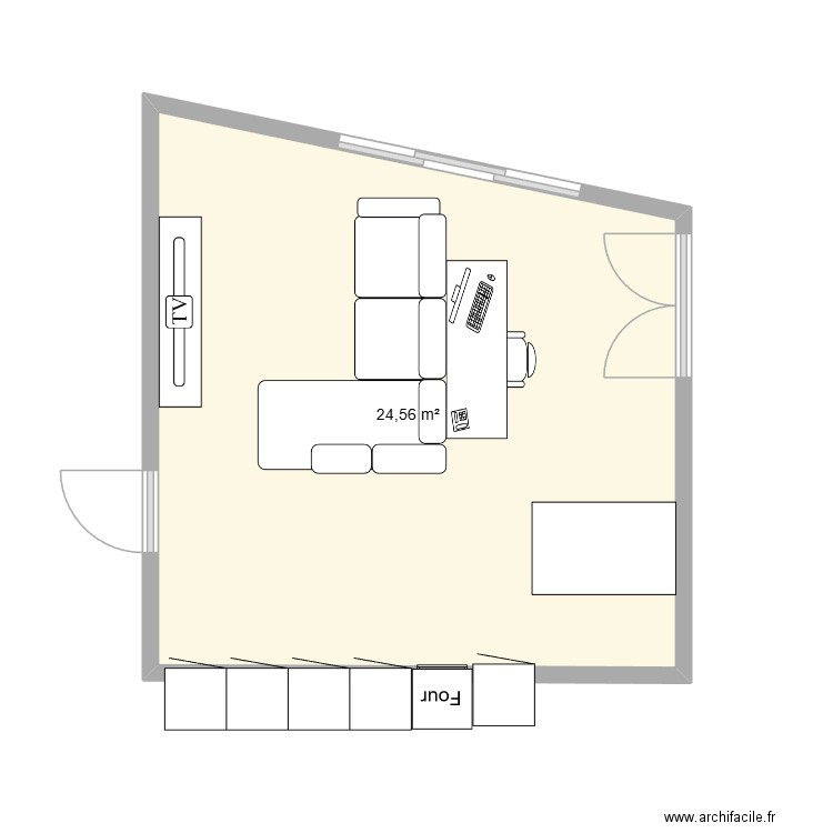 Appart Clendy salon. Plan de 1 pièce et 25 m2