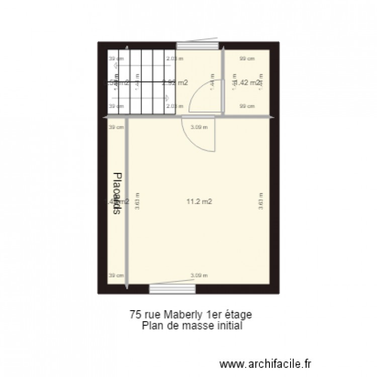 Plan de masse initial 1er étage 75 MABERLY. Plan de 0 pièce et 0 m2