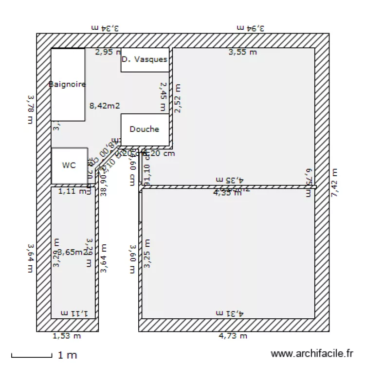 Salle de bain. Plan de 