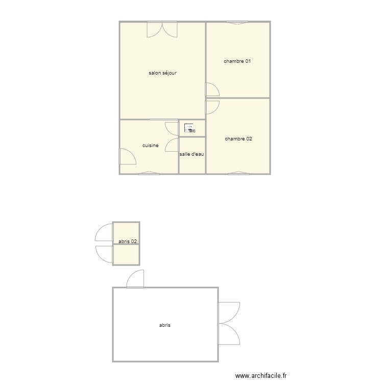 jot am. Plan de 9 pièces et 67 m2