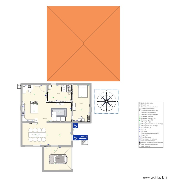 maison handicapé. Plan de 5 pièces et 109 m2