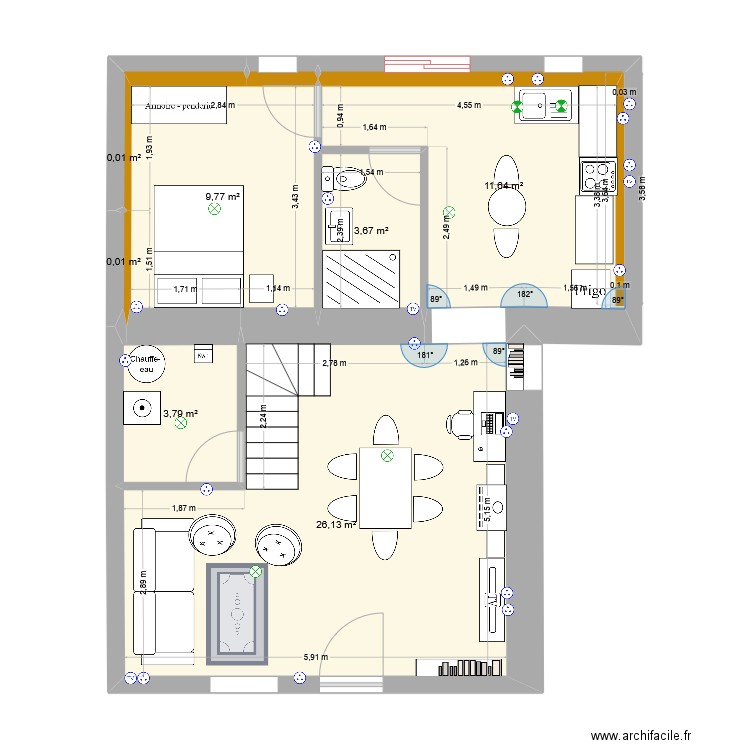 RDC Bodiguel middle4. Plan de 7 pièces et 54 m2