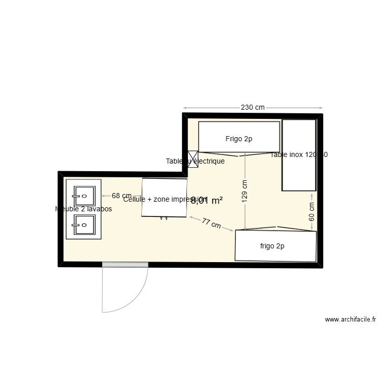 Le Bugue. Plan de 1 pièce et 8 m2